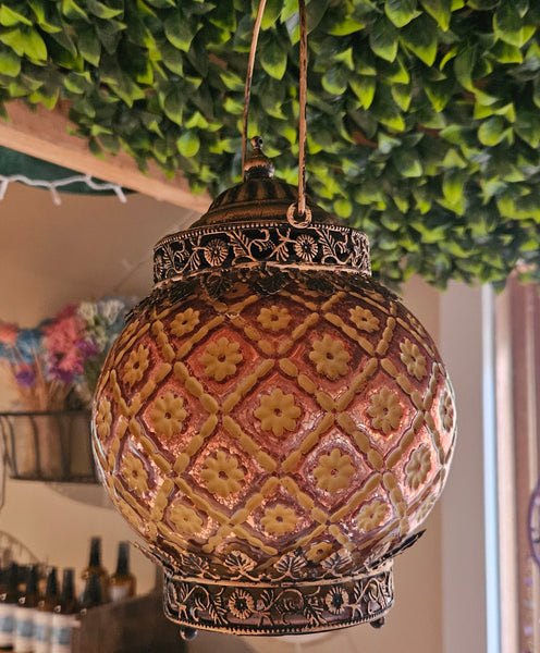 LED Moroccan Style Lantern - Ochre Design