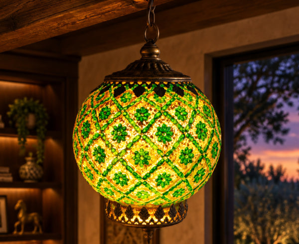 LED Moroccan Style Lantern - Teal Design