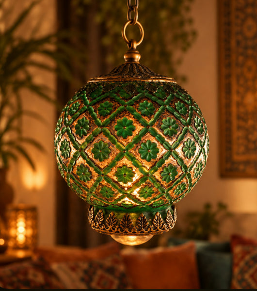 LED Moroccan Style Lantern - Teal Design