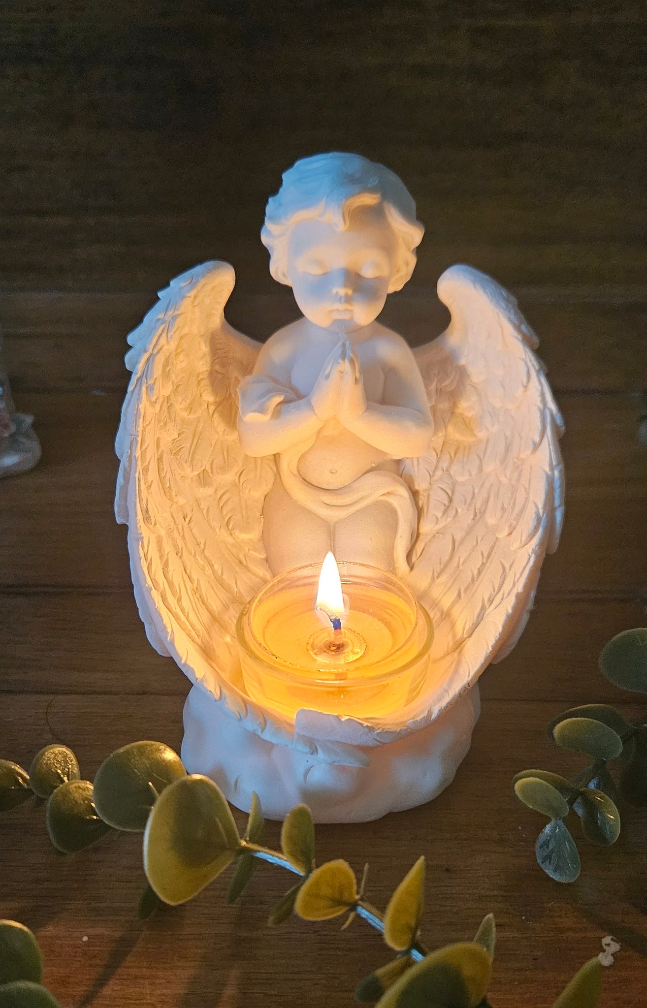 Memorial Praying Cherub Tealight Holder