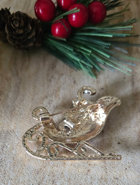 Christmas Sleigh Design Brooch