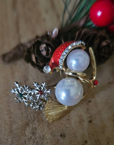 Christmas Snowman Design Brooch