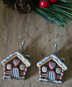 Christmas Gingerbread House Design Earrings