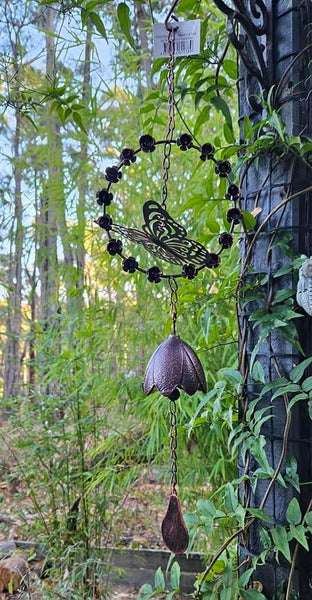 Cast Iron Butterfly in Rose Ring Wind Chime