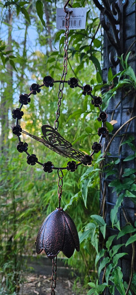 Cast Iron Butterfly in Rose Ring Wind Chime