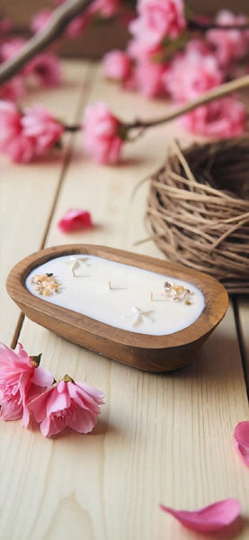 Wooden Dough Bowl Soy Candle
