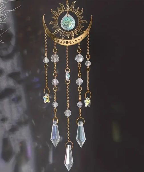 Moon and Golden Flame Suncatcher