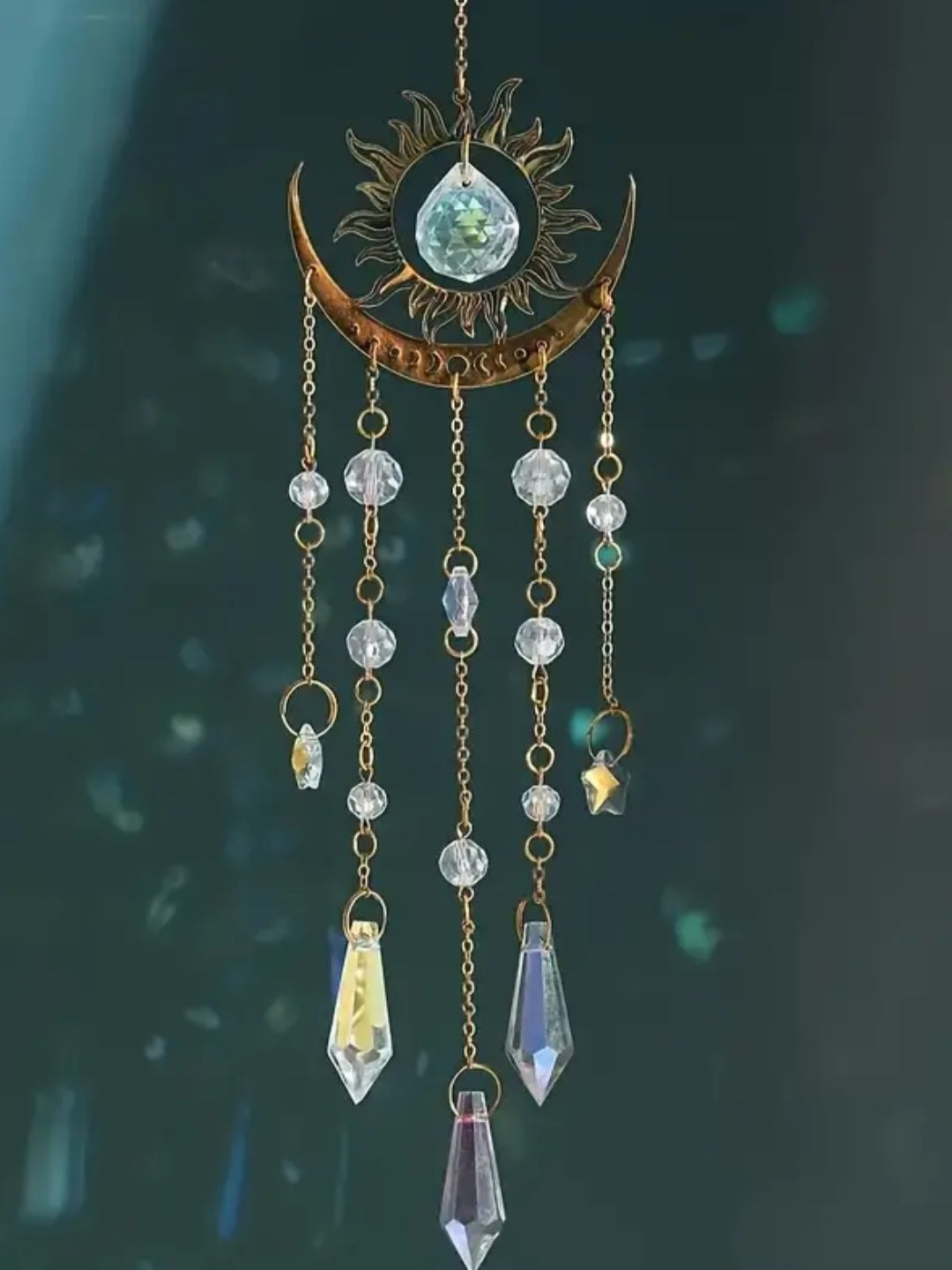 Moon and Golden Flame Suncatcher