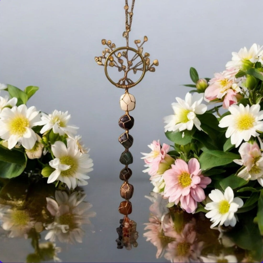 Tree Design Hanging Dreamcatcher with chakra stones