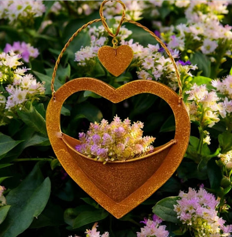 Heart Shaped Rustic Hanging Planter