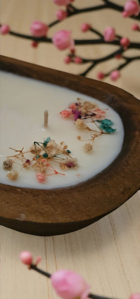 Wooden Dough Bowl Soy Candle