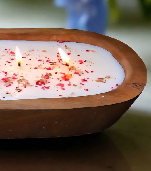 Wooden Dough Bowl Soy Candle