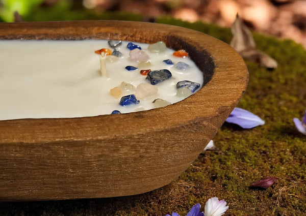 Wooden Dough Bowl Soy Candle