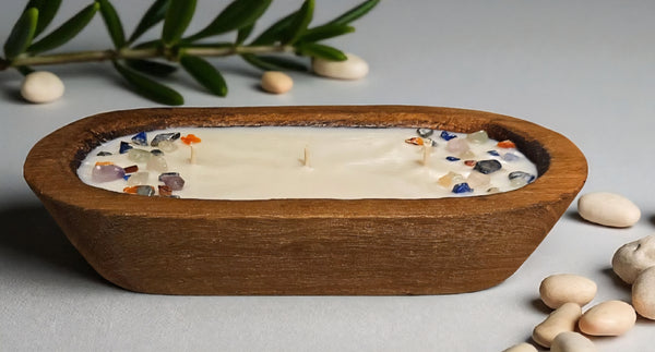 Wooden Dough Bowl Soy Candle