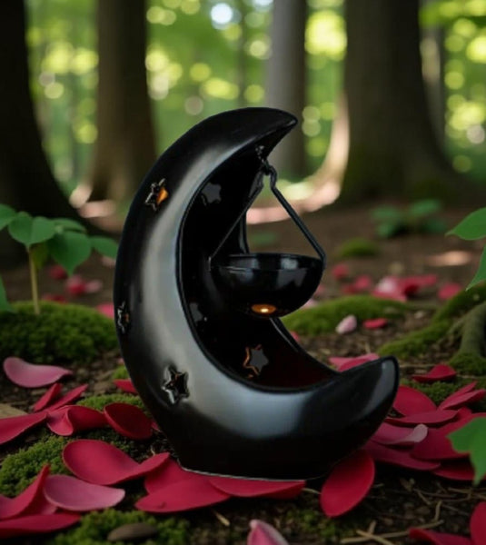 Crescent Moon and Star Design Tealight Oil Burner