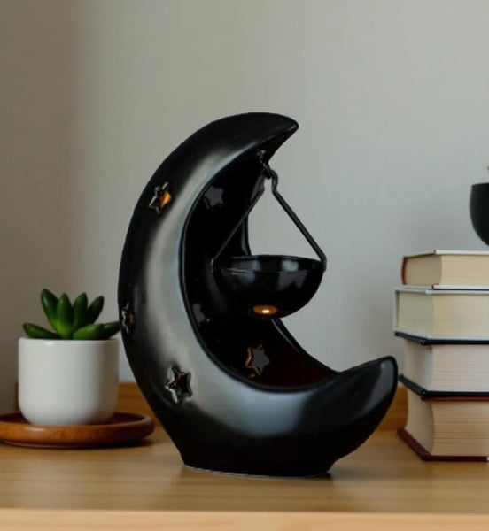 Crescent Moon and Star Design Tealight Oil Burner
