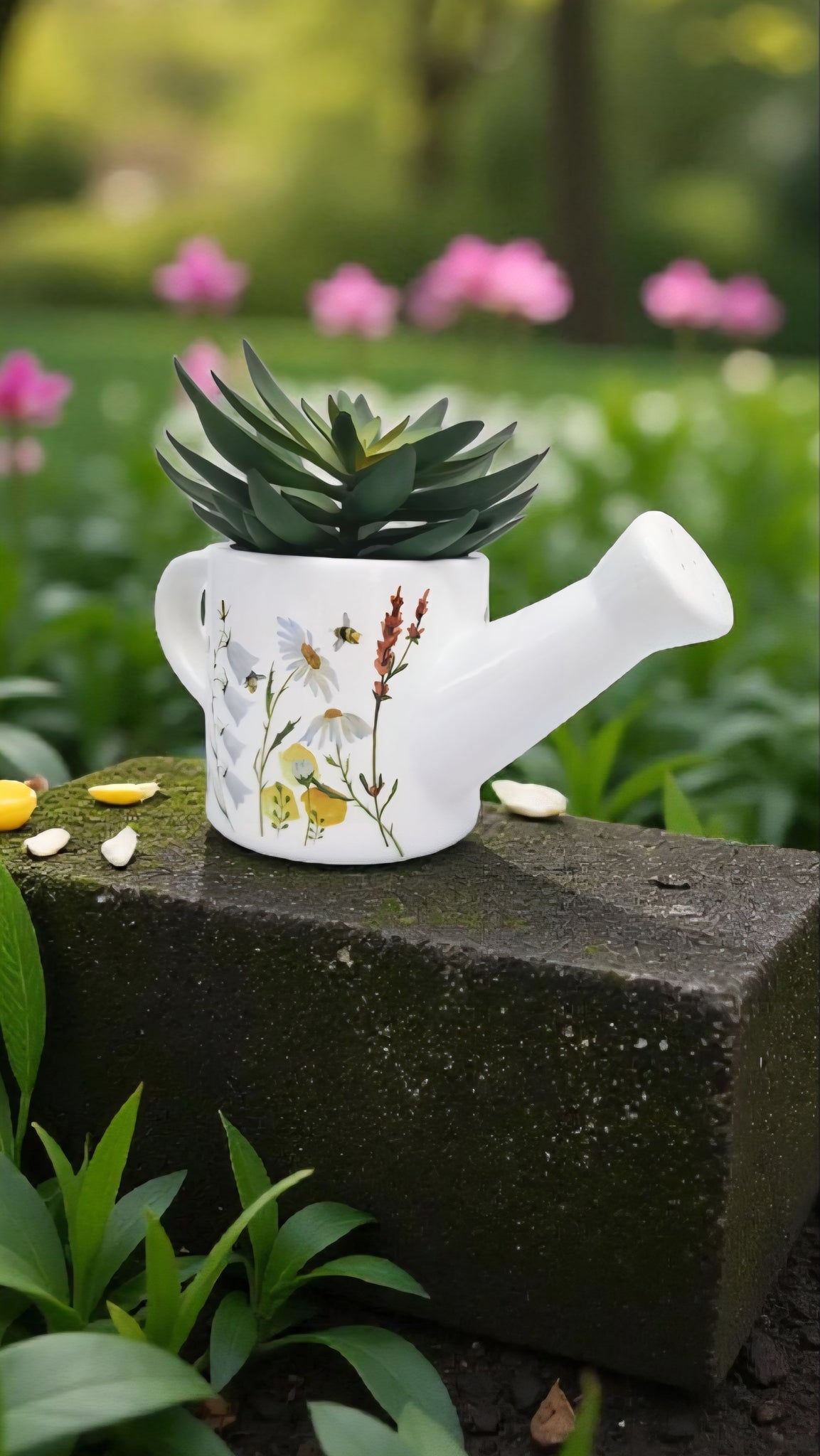 Bee Meadows Watering Can Planter