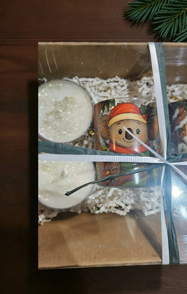 Christmas Hamper - Koala and Platypus Votives and 4 Maxi Tealights