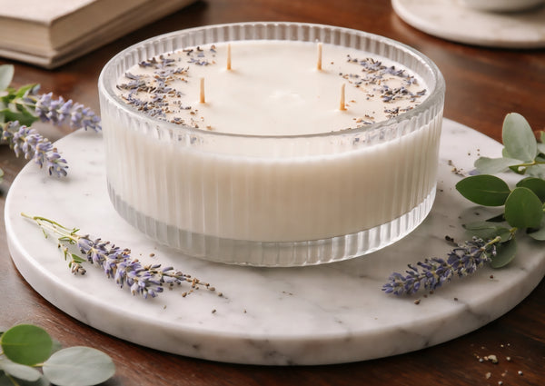 Ribbed Clear Glass Soy Candle Bowl