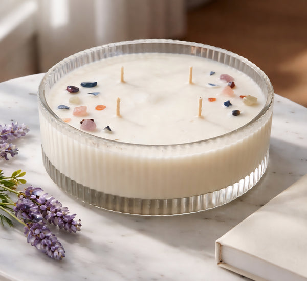 Ribbed Clear Glass Soy Candle Bowl