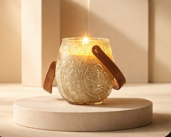 Bloom Style Large Size Soy Candle with Leather Handle