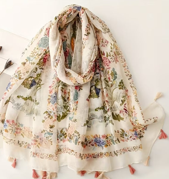 Bohemian Floral Print Scarf