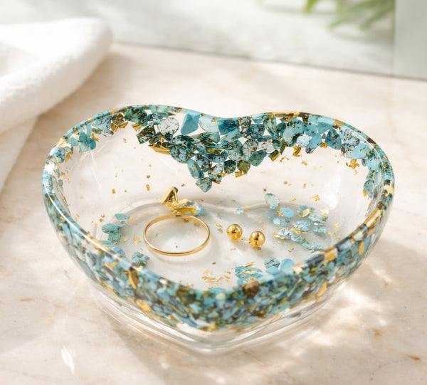Resin Love Heart Jewellery Dishes