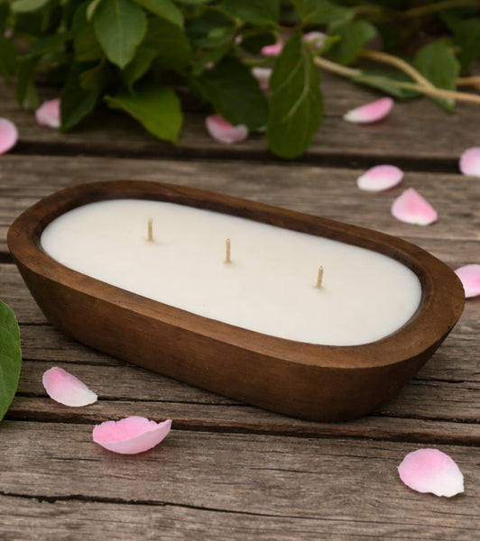 Wooden Dough Bowl Soy Candle
