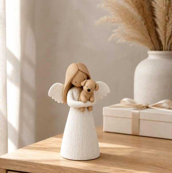 Angel with Dog Resin Statue