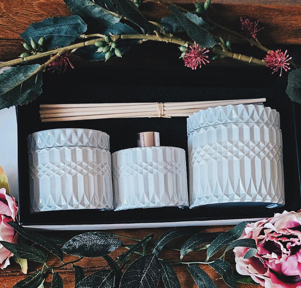 Mandala Style Soy Candles and Reed Diffuser Gift Box Set