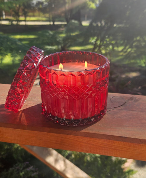 Red Mandala Style Soy Candle