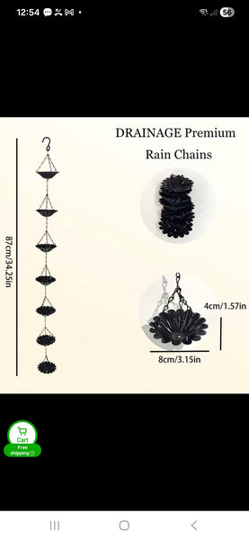Rainchain Lotus Flower Blue/ Black Design 1